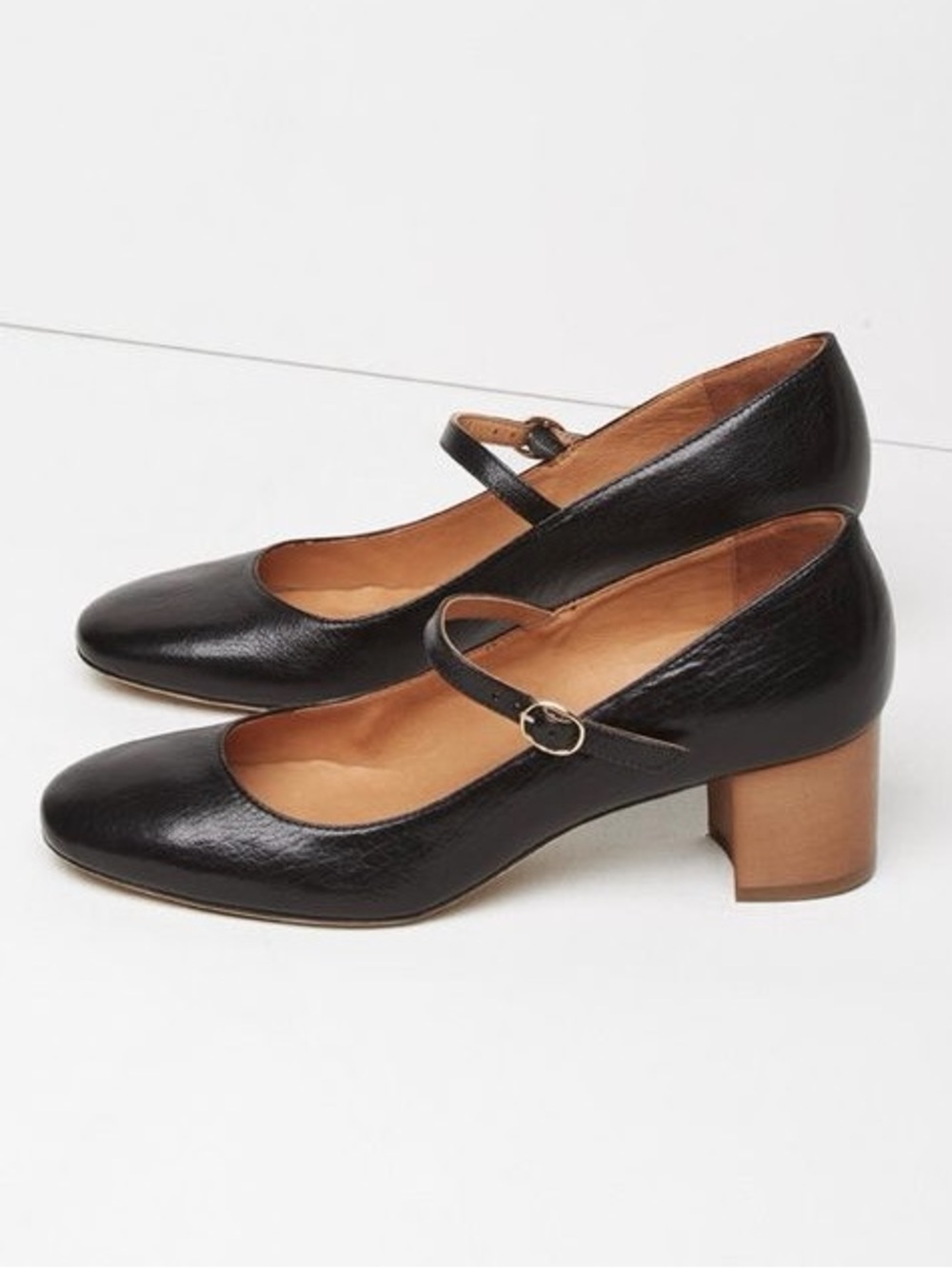 ISABEL MARANT ÉTOILE Louanne Black Leather Wood Block Mary Jane Heels Size 38